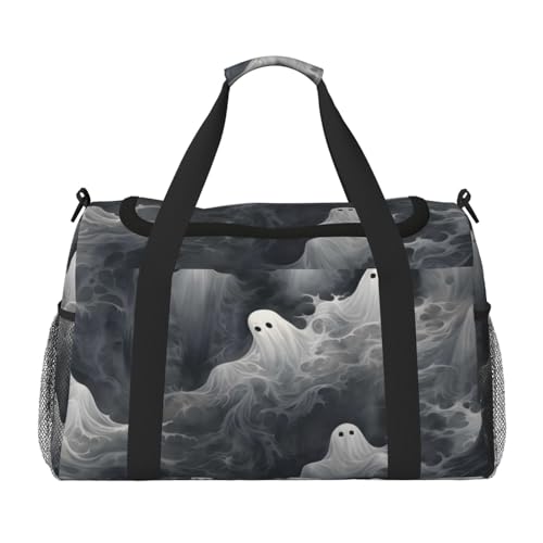 Mexpekil Reisetasche mit Halloween-Geistermuster, für Herren und Damen, Sport, Wochenende, Übernachtung, Fitnessstudio, Handgepäcktasche, mehrfarbig, 19.7x10.2x13 in, Reisetasche von Mexpekil