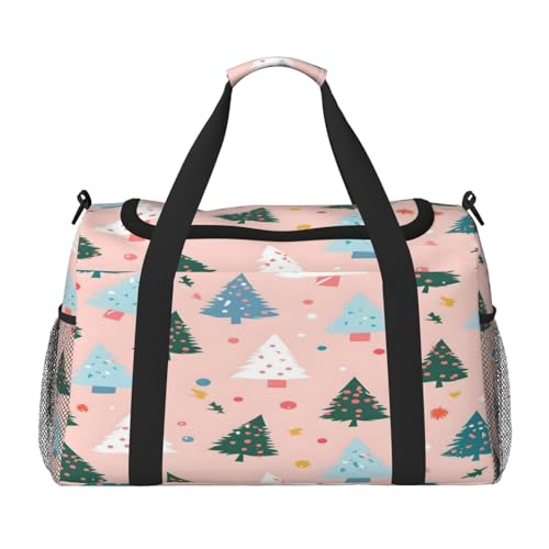 Mexpekil Reisetasche mit niedlichem Weihnachtsbaum-Muster, für Herren und Damen, Sport, Wochenende, Übernachtung, Fitnessstudio, Handgepäcktasche, mehrfarbig, 19.7x10.2x13 in, Reisetasche von Mexpekil