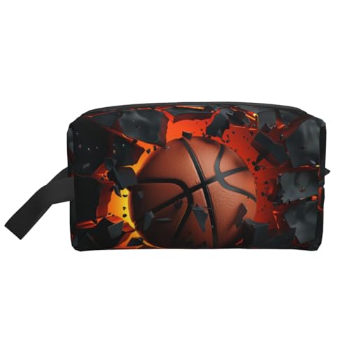 Reise-Kulturbeutel, groß, Make-up-Tasche, 3D, explosiv, Basketball, Make-up-Tasche, Kulturbeutel, Kulturbeutel für Damen und Herren, weiß, Einheitsgröße, Kulturbeutel Reise-Kulturbeutel, groß, Make-up-Tasche, 3D, explosiv, Basketball, Make-up-Tasche, Kulturbeutel, Kulturbeutel für Damen und Herren, weiß, Einheitsgröße, Kulturbeutel von Mexpekil