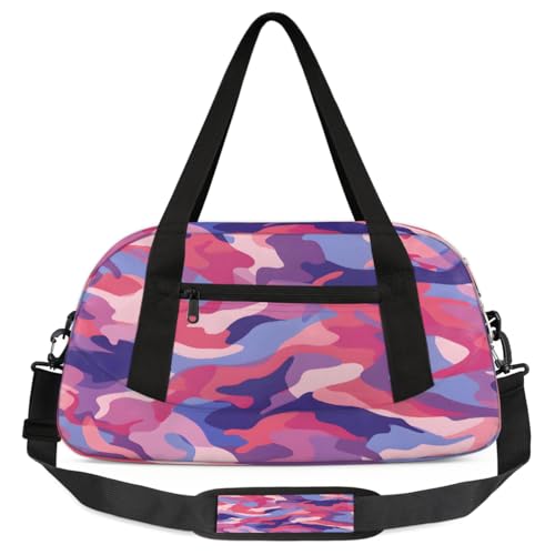 Reisetasche, Reisetasche, rosa Camouflage, große Kapazität, Übernachtungstasche für Damen, Herren, Reiseutensilien, Pink/Camouflage, Einheitsgröße, Handgepäck von Mexpekil