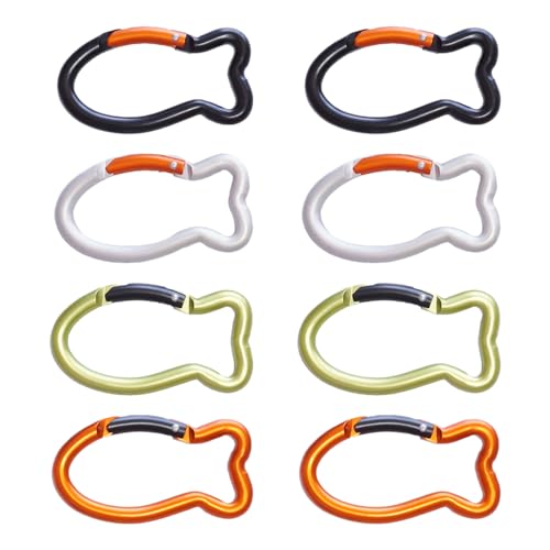 8 Stück Fischförmige Karabiner Clips, Federbelasteter Schnellverschluss Karabiner, Mini Karabiner Schlüsselanhänger für Camping, Angeln, Wandern, Heim Fitnessstudio 8 Stück Fischförmige Karabiner Clips, Federbelasteter Schnellverschluss Karabiner, Mini Karabiner Schlüsselanhänger für Camping, Angeln, Wandern, Heim Fitnessstudio von MiOYOOW