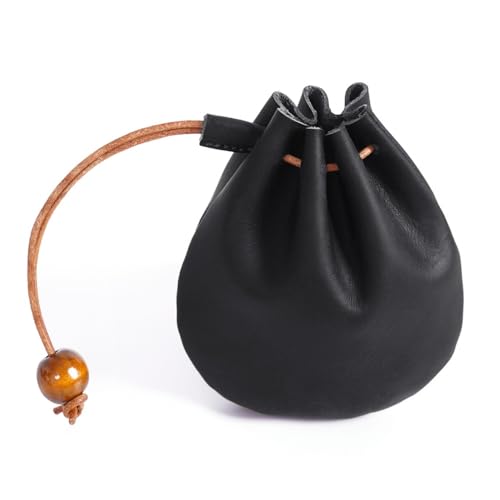Geldbörse mit Kordelzug, Mini Mittelalter Schlüsselmappe,Leder Würfeltasche Münzbeutel mit Kordelzug für Männer Frauen Erwachsene Geldbörse mit Kordelzug, Mini Mittelalter Schlüsselmappe,Leder Würfeltasche Münzbeutel mit Kordelzug für Männer Frauen Erwachsene von MiOYOOW