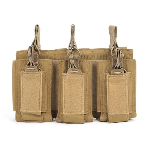 Magazintasche, Magazine Pouch Triple Magazine Holster mit verstellbaren Bungee Straps für M4 M14 M1911 Magazine Khaki von MiOYOOW