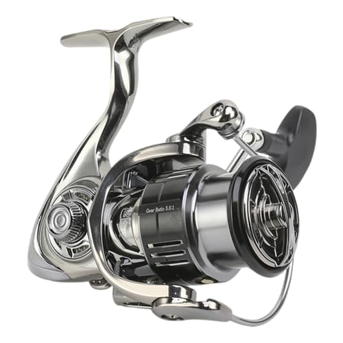 Spinnrolle, Leistungsstarke Angelrolle aus Aluminium mit Bremse und 50dB Alarmton zum Angeln Im Süßwasser und Salzwasser Spinnrolle, Leistungsstarke Angelrolle aus Aluminium mit Bremse und 50dB Alarmton zum Angeln Im Süßwasser und Salzwasser von MiOYOOW