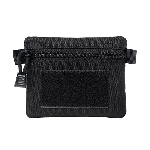 Tactical Molle Mini Pouch Tactical Compact EDC Utility Pouch wasserdichter Nylon-Schlüsselbundhalter mit Reißverschluss für Schlüsselwechsel und ID Karte Schwarz von MiOYOOW