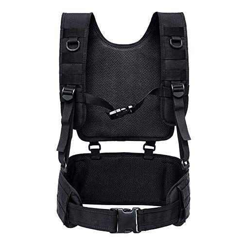 Tactical Vest, Harness Chest Waist Pack Taschen funktionale Taillen-Packs 600D für Airsoft Jagd Wandern Trekking Militär Gürtel Weste Schwarz von MiOYOOW