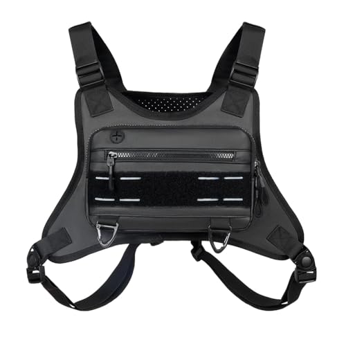 Taktische Brusttasche, Atmungsaktive Taktische Brust Rig Tasche Brust-Handytasche mit Reflektierenden Streifen und Tragbaren Haken für Workouts, Radfahren, Wandern, Jagen Taktische Brusttasche, Atmungsaktive Taktische Brust Rig Tasche Brust-Handytasche mit Reflektierenden Streifen und Tragbaren Haken für Workouts, Radfahren, Wandern, Jagen von MiOYOOW