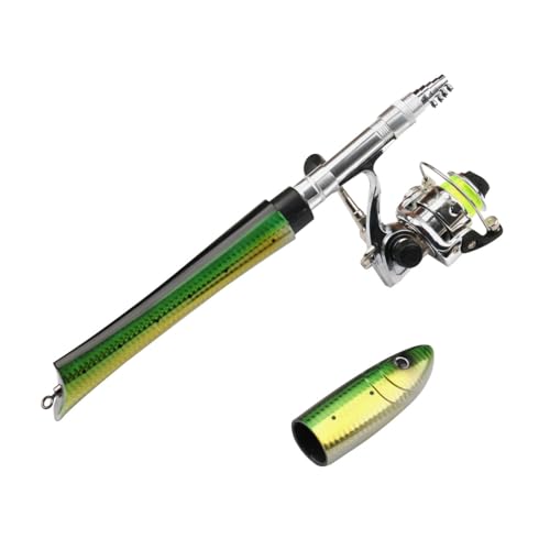 Taschen Angelrute, Teleskop-Angelrute, Fischförmige Stift Angelrute mit Rolle und Schnur, Mini Angelrute Rollen Combo zum Salzwasser Süßwasserfischen Taschen Angelrute, Teleskop-Angelrute, Fischförmige Stift Angelrute mit Rolle und Schnur, Mini Angelrute Rollen Combo zum Salzwasser Süßwasserfischen von MiOYOOW