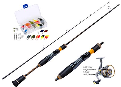 Ultralight Angelset komplett Ready for Fishing ! Alpha 180cm UL-Carbonrute + Angelrolle Exp500 mit Schnur + Köderset. Spinnrute - Steckrute - extrem biegsam Ultralight Angelset komplett Ready for Fishing ! Alpha 180cm UL-Carbonrute + Angelrolle Exp500 mit Schnur + Köderset. Spinnrute - Steckrute - extrem biegsam von MiRoeFishing