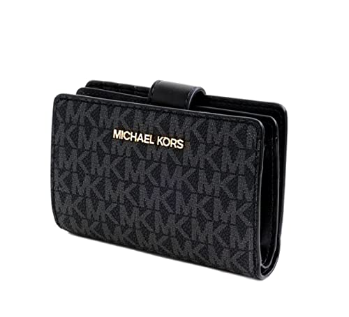 Michael Kors Damen Jet Set Travel Medium Bifold Zip Coin/Card Wallet MK Print (Schwarz), Schwarz von Michael Kors