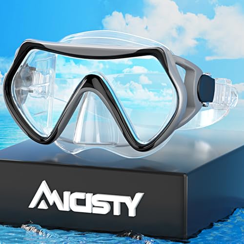 Erwachsene Taucherbrille Professionelle Schnorchelbrille180° Panorama Anti-Fog Schwimmbrille Tempered Glas Tauchgerät Maske Verstellbares Silikonband für Schnorcheln Schwimmen von Micisty