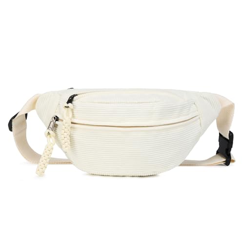 Micmores Damen Bauchtasche aus Cord, Modische Umhängetasche Crossbody Bag, Praktische Brusttasche Gürteltasche für Outdoor, Sport, Reise, Laufen, Schule(Aus Weiß) Micmores Damen Bauchtasche aus Cord, Modische Umhängetasche Crossbody Bag, Praktische Brusttasche Gürteltasche für Outdoor, Sport, Reise, Laufen, Schule(Aus Weiß) von Micmores