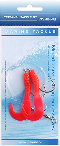 Mikado Pilk D-Twist Rig, Doppeltwister-Rig in DREI Größen und Vier Farben von 5,5cm bis 14cm, ideal für Dorsch (01 - Rot, 7,5cm) von Mikado