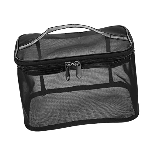 Mikinona 1stk Aufbewahrungstasche Make-up-Taschen Kosmetiktasche Gittergewebe Make-up-Tasche Mit Großer Kapazität Kulturbeutel Transparente Schminktasche Tragbare Kulturtasche Nylon Black von Mikinona