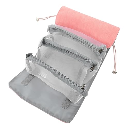 Mikinona Kosmetiktasche Makeup Tasche Cosmetic Bag schminkkasten Kulturbeutel für Damen hängende Aufbewahrungstasche Multifunktionale Schminktasche Reise-Toilettenartikel-Organizer Pu Rosa von Mikinona