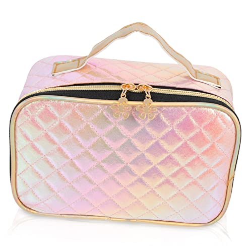 Mikinona Multifunktionale Aufbewahrungstasche Organizer Für Hautpflegeprodukte Kulturbeutel Für Unterwegs Make-up-Tasche Mit Großer Kapazität Reise-Aufbewahrungstasche Reise Dekor Pu Rosa von Mikinona