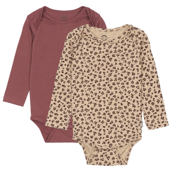 Mikk-Line - Kid's 2-Pack L/S Body - Alltagsunterwäsche Gr 92 beige/braun von Mikk-Line