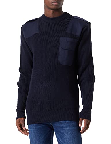 Mil-Tec Pullover BW Polyacryl Herren • Bundeswehr Pullover Männer • Warmer Strickpullover • Verstärkte Ellbogen & Schultern • Atmungsaktiv • Als Winterpullover & Arbeitspullover • Dunkelblau, 50 von Mil-Tec