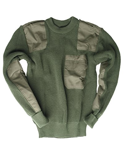 Mil-Tec Pullover BW Polyacryl Herren • Bundeswehr Pullover Männer • Warmer Strickpullover • Verstärkte Ellbogen & Schultern • Atmungsaktiv • Als Winterpullover & Arbeitspullover • Oliv, Größe: 48 von Mil-Tec