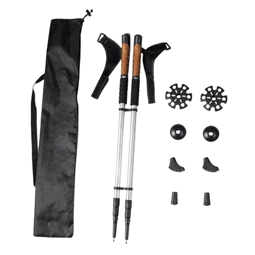 Milageto 2Pcs Wandern Walking Rod Teleskop Starke Unterstützung Stick Nordic Walking für Wanderer Backpacking, Silber von Milageto