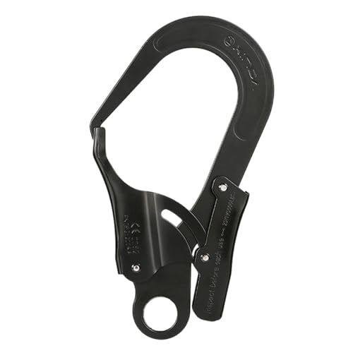 Milageto Karabiner mit automatischer Verriegelung, Verriegelungshaken, Verschlusshaken, 25 kN, tragbarer, robuster Karabinerhaken aus Metall mit Feder für, Schwarz von Milageto