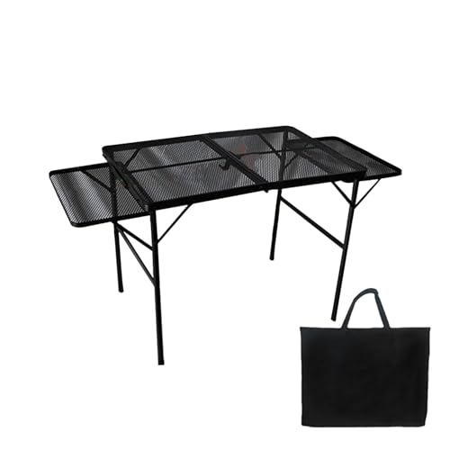 Milageto Klappbarer Campingtisch, Outdoor-Klapptisch, Netzoberflächentisch, Grill-Picknicktisch, Camping-Schreibtisch für den Garten, Hinterhof, 90x60 mit Tasche von Milageto