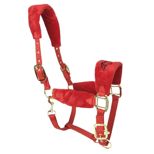Milageto Pferdehalfter, Trainingshalfter aus Seil für Pferde, tragbares Kinn- und Kehlkopfschnapphalfter für auf der Wiese, rot L von Milageto