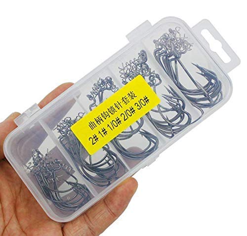 50pcs Schneckenhaken Angelhaken aus Kohlenstoffstahl Jig Fishing Kurbelhaken Set mit 50 STK. Spring Twist Lock von Milepetus