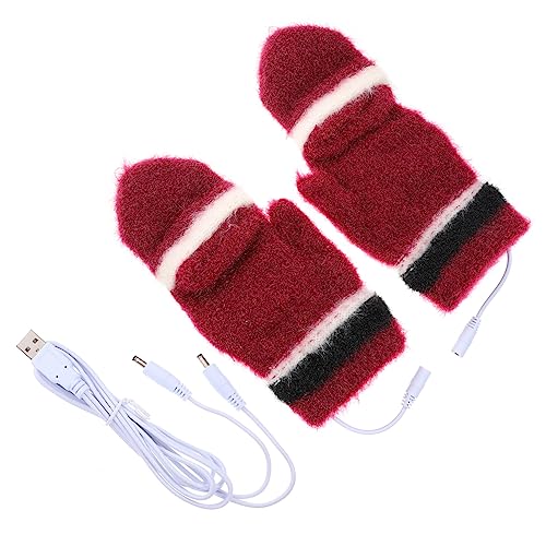 MILISTEN 1 Paar Winterhandschuhe beheizbare Handschuhe Winterhalbfingerhandschuhe handwärmende Handschuhe Angelhandschuhe USB beheizte Handschuhe thermohandschuhe Handwärmer Stricken rot von Milisten