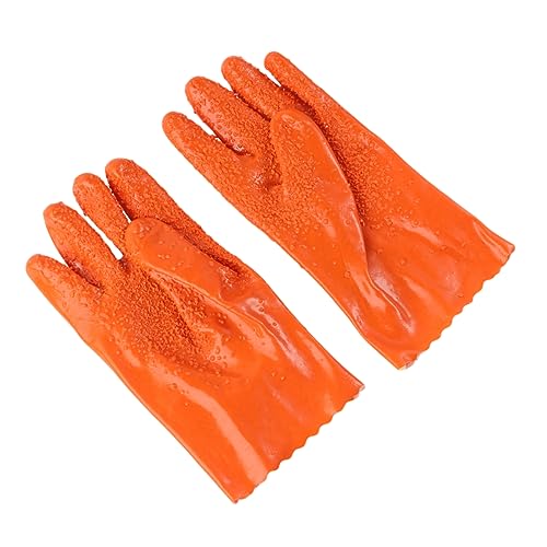 Milisten 2 Paar Handschuhe zum Fangen von Fischen rutschfeste Angelhandschuhe Fischhandschuhe fangen thermohandschuhe Thermal Gloves Schutzabdeckung rutschfeste Gummihandschuhe Orange von Milisten