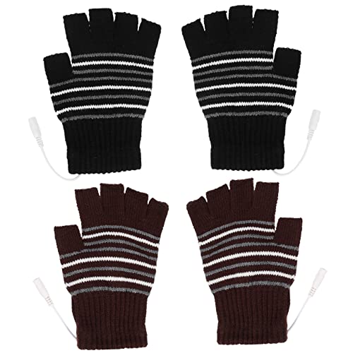 Milisten 2 Paar beheizbare Handschuhe Sporthandschuhe verstellbare Thermohandschuhe Wärmer USB beheizte Handschuhe Thermal Gloves Ski-Thermohandschuhe Winddichte warme Handschuhe Gestrick von Milisten