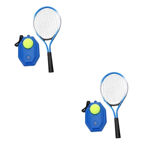 Milisten 2 Sätze Tennistrainer Badminton Federballgriffe Tischtenniszubehör Tetherball Tennis LED Badminton Tragbare Tennisausrüstung Netz Tennis Übungswerfer Wurf Aluminiumlegierung von Milisten