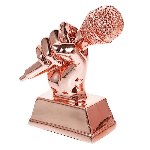 Milisten 4 Stück Community Gesangswettbewerb Souvenirs Musiktrophäe Gesangswettbewerb Trophäe Radio Trophäe Mikrofone Mikrofonständer Mini Mikrofone Kunstharz von Milisten