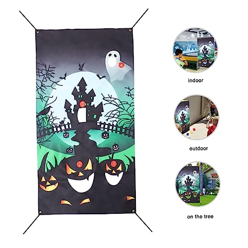 Milisten Halloween-Sitzsack-Spiel-Banner Outdoor-Spielzeug für Kinder Zirkusbanner Halloween-Flagge The Hallow Halloween mitgebsel spaß Halloween-Spielversorgung Outdoor-Wurfspielzeug Stoff von Milisten