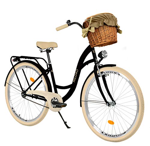 MILORD. 28 Zoll 1-Gang, schwarz und Creme, Komfort Fahrrad mit Korb und Rückenträger, Hollandrad, Damenfahrrad, Citybike, Cityrad, Retro, Vintage MILORD. 28 Zoll 1-Gang, schwarz und Creme, Komfort Fahrrad mit Korb und Rückenträger, Hollandrad, Damenfahrrad, Citybike, Cityrad, Retro, Vintage von MILORD