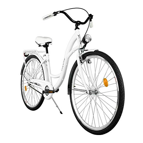 Milord. Komfort Fahrrad mit Gepäckträger, Hollandrad, Damenfahrrad, 1-Gang, Weiß, 26 Zoll von MILORD