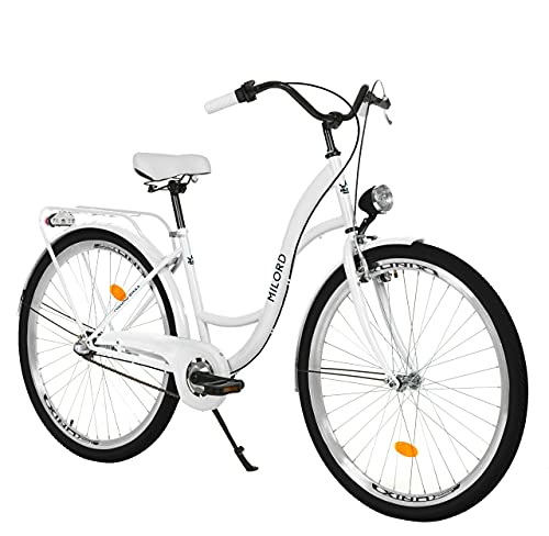 Milord. Komfort Fahrrad mit Gepäckträger, Hollandrad, Damenfahrrad, 3-Gang, Weiß, 26 Zoll Milord. Komfort Fahrrad mit Gepäckträger, Hollandrad, Damenfahrrad, 3-Gang, Weiß, 26 Zoll von MILORD