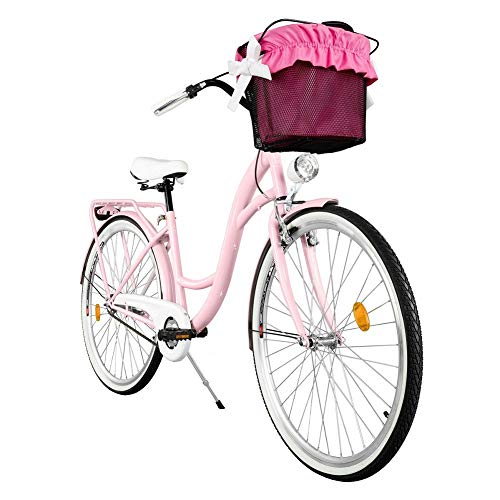 MILORD. Komfort Fahrrad mit Korb, Hollandrad, Damenfahrrad, 1-Gang, Rosa, 26 Zoll MILORD. Komfort Fahrrad mit Korb, Hollandrad, Damenfahrrad, 1-Gang, Rosa, 26 Zoll von MILORD