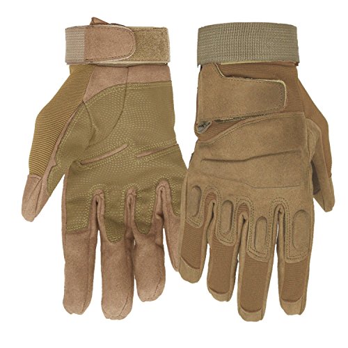 Mimicool Herren Outdoor-Handschuhe Full Finger Military Tactical Handschuhe Anti-Rutsch Verschleißbeständige Fahrrad-Radfahren Motorrad-Handschuhe (Brown, L) von Mimicool