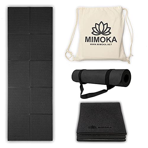 Mimoka Yogamatte, rutschfest, dick, faltbar, Yogamatte, Pilates, ideal für die Bauchmuskeln zu Hause, 8 mm dick und 183 x 63 cm von Mimoka