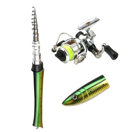 Mimoqk Pen Fishing Rod, Foldable Pen Rod, Pocket Fishing Pole, Rod and Reel Combo, Compact Fishing Rod, Foldable Pen Fishing Rod and Reel Combo, Perfect for River, Sea, and Lake Fishing von Mimoqk