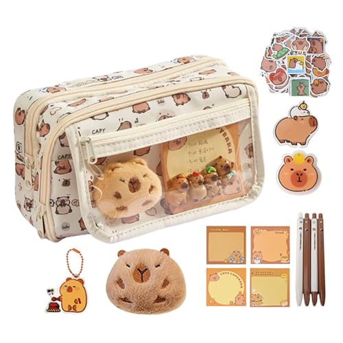 Zippered Pencil Pouch, Pencil Case with Compartment, Wide Opening Pencil Pouch, Fun Pencil Holder, Capybara Pencil Case 9 Compartments Cute Zippered Pencil Pouch with Wide Opening and Fun Design, von Mimoqk