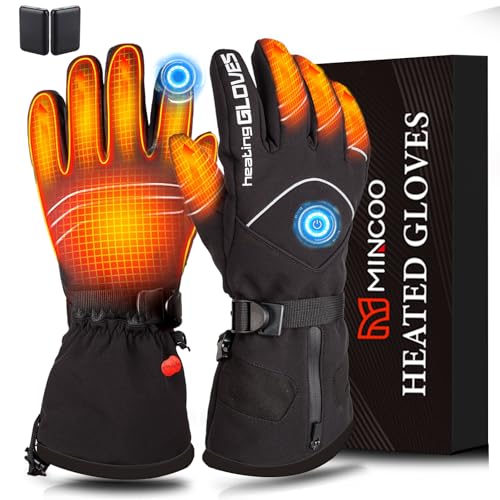 Mincoo Beheizte Handschuhe Herren Damen,Wiederaufladbar Beheizbare Winter Handschuhe Mit 7.4v/2700mah Akku Mit 3 Einstellbarer TemperaturFüR Skifahren Wandern Radfahren Motorrad (M) von Mincoo