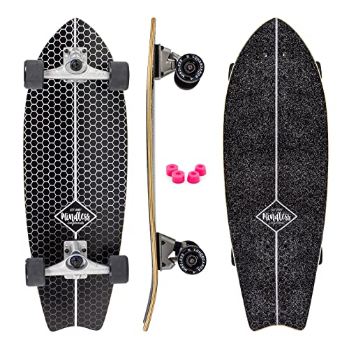 Mindless Surf Skate Fish Tail Skateboard, Erwachsene, Unisex, Schwarz (Schwarz), 29,5 x 9,75 Zoll von Mindless