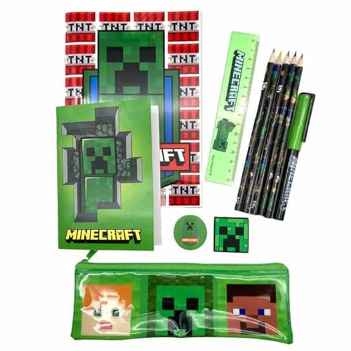 Minecraft Schreibwaren-Set mit Etui – Schulmaterial – 2 Notizbücher, Buntstifte, Radierer, Spitzer und Lineal – Charakter- und Creeper-Design, bunt, Mediano, Minecraft Schreibwaren-Set mit Etui Minecraft Schreibwaren-Set mit Etui – Schulmaterial – 2 Notizbücher, Buntstifte, Radierer, Spitzer und Lineal – Charakter- und Creeper-Design, bunt, Mediano, Minecraft Schreibwaren-Set mit Etui von Minecraft