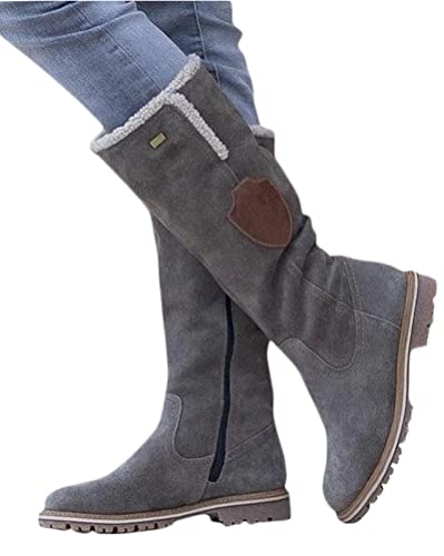Minetom Dame Schneestiefel Winterschuhe Retro Reißverschluss Langschaftstiefel Frauen Kniehohe Winterstiefel Warm Gefüttert Plüsch Schuhe Stiefel Grau 42 EU Minetom Dame Schneestiefel Winterschuhe Retro Reißverschluss Langschaftstiefel Frauen Kniehohe Winterstiefel Warm Gefüttert Plüsch Schuhe Stiefel Grau 42 EU von Minetom