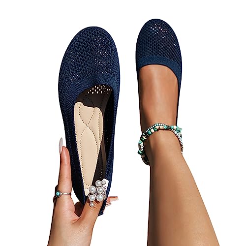 Minetom Damen Ballerina Slip On Schuhe rutschfest Stricken Sneaker Bequem Atmungsaktiv Sommer Sportlich Frauen Flache Schuhe Komfort Flats Schuhe A Blau 37 EU Minetom Damen Ballerina Slip On Schuhe rutschfest Stricken Sneaker Bequem Atmungsaktiv Sommer Sportlich Frauen Flache Schuhe Komfort Flats Schuhe A Blau 37 EU von Minetom