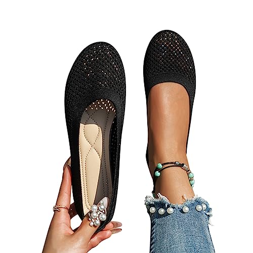 Minetom Damen Ballerina Slip On Schuhe rutschfest Stricken Sneaker Bequem Atmungsaktiv Sommer Sportlich Frauen Flache Schuhe Komfort Flats Schuhe A Schwarz 40 EU Minetom Damen Ballerina Slip On Schuhe rutschfest Stricken Sneaker Bequem Atmungsaktiv Sommer Sportlich Frauen Flache Schuhe Komfort Flats Schuhe A Schwarz 40 EU von Minetom