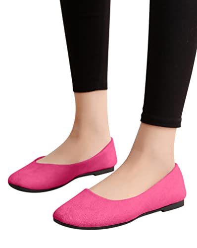 Minetom Damen Ballerinas Slip On Leichte Atmungsaktiv Freizeitschuhe Halbschuhe Slippers Frauen Bequeme Businessschuhe Büro Flache Schuhe Rose 40 EU von Minetom