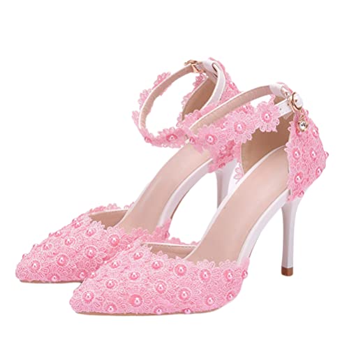 Minetom Damen Braut Hochzeit Abend Party Schuhe Frauen Spitzen Blume Stiletto High Heel Pumps Elegante Kleid Brautschuhe B Rosa 43 EU Minetom Damen Braut Hochzeit Abend Party Schuhe Frauen Spitzen Blume Stiletto High Heel Pumps Elegante Kleid Brautschuhe B Rosa 43 EU von Minetom